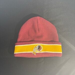 Burgundy and Yellow Knit Beanie